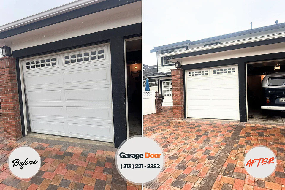 Before and after: garage door repair Darien Downtown, CT